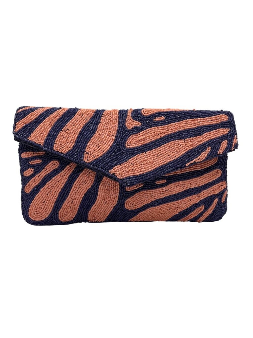 On 34th Beaded Pink and Blue Envelope Clutch Bag